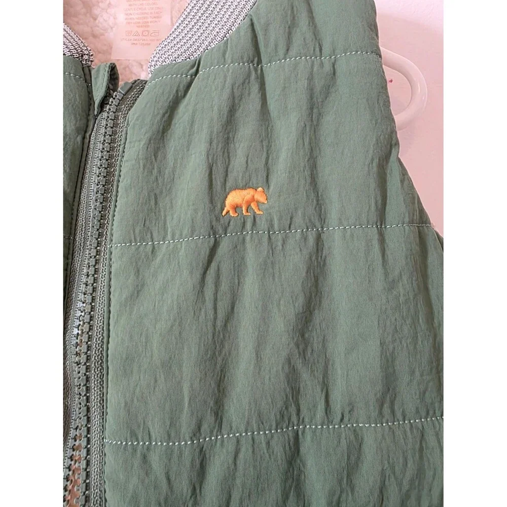 Green Quilted Kids Vest with Bear Patch BearPaw Brand